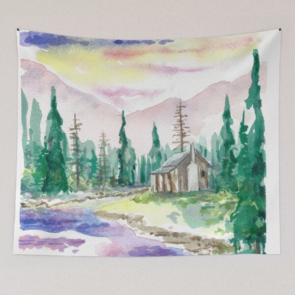 Item preview, Cabin In the Woods Watercolor designed and sold by BreonBliss.