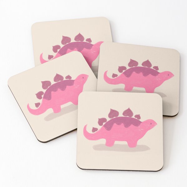 Heart Valentine Pink Stegosaurus Coasters (Set of 4)