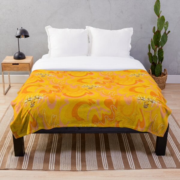 Trippy Orange and Yellow 60's/70's Inspired Sun Throw Blanket