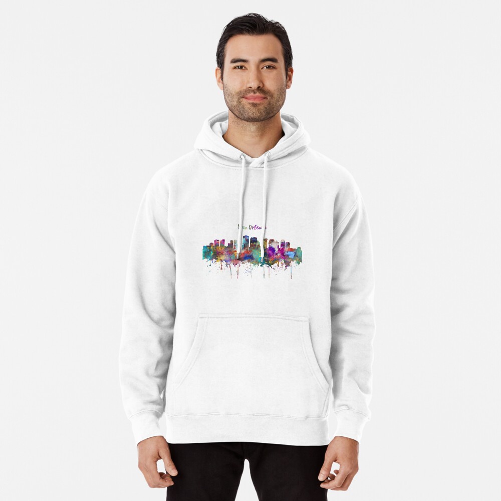 New Orleans Louisiana Skyline BW Adult Pull-Over Hoodie by NextWay Art -  Pixels