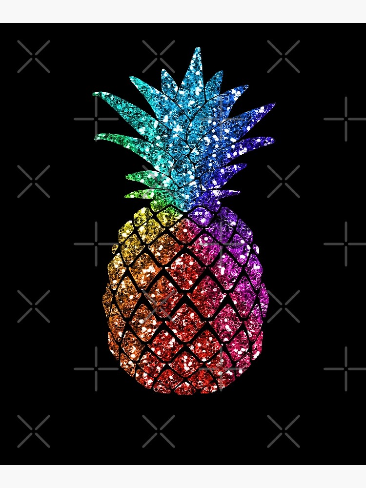 "Rainbow Glitter Pineapple Glitter Pineapple " Mounted Print for Sale
