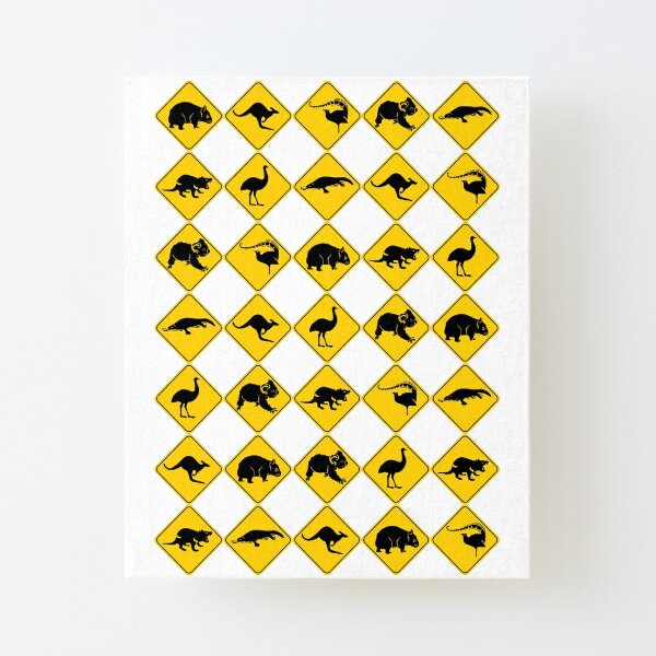 Australian Animal Road Signs Black-and-yellow Checkerboard Pattern 