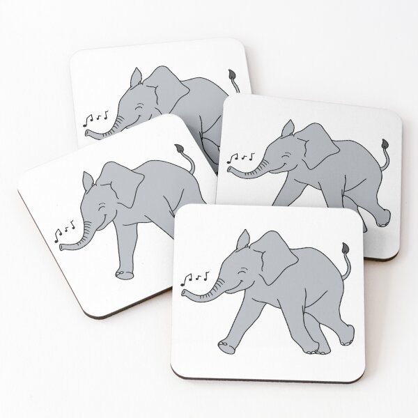 Cute Elephant Grey And White Coasters