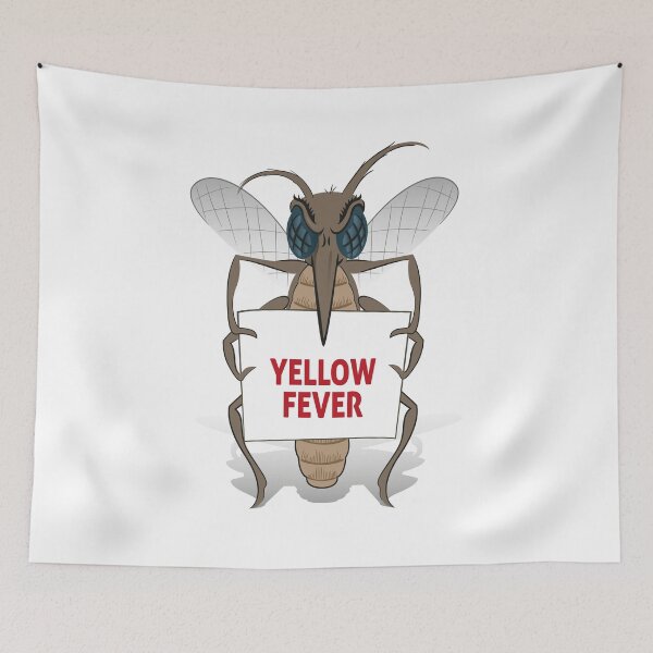 Item preview, Mosquito stilt holding poster yellow fever. Ideal for informational and institutional related sanitation and care designed and sold by LucianoCosmo.