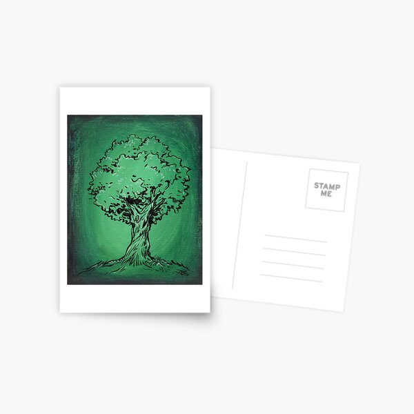 Solitary Tree in Green Postcard