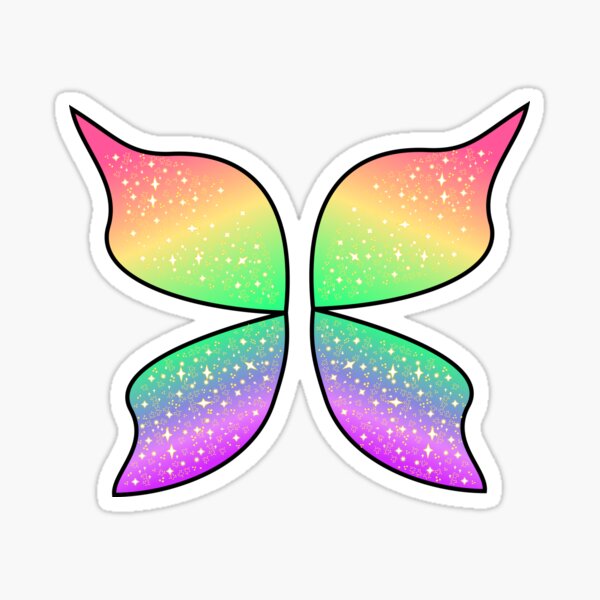 Cute rainbow faded fairy wings, ombre. Sticker