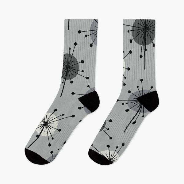 Item preview, Atomic Era Sputnik Starburst Flowers Gray designed and sold by thepixelgarden.