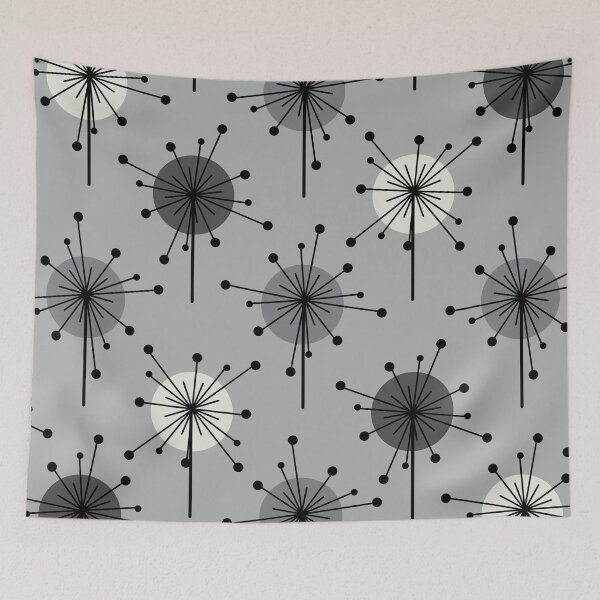 Artikelvorschau, Atomic Era Sputnik Starburst Blumen Grau entworfen und verkauft von thepixelgarden.