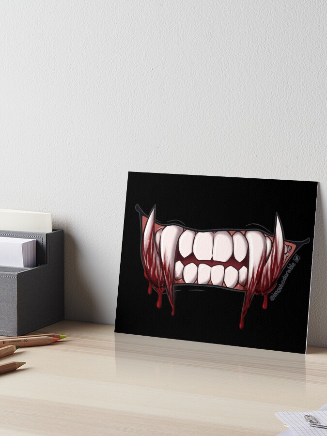 Red Lips and Vampire Fangs Art Board Print for Sale by ArtByBusyBee