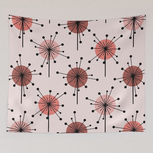 Artikelvorschau, Atomic Era Sputnik Starburst Blumen Helllachsrosa entworfen und verkauft von thepixelgarden.