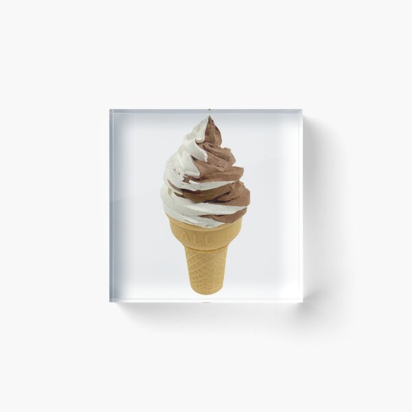 Twist Ice Cream Cone - Vanilla and Chocolate Soft Serve Acrylic Block