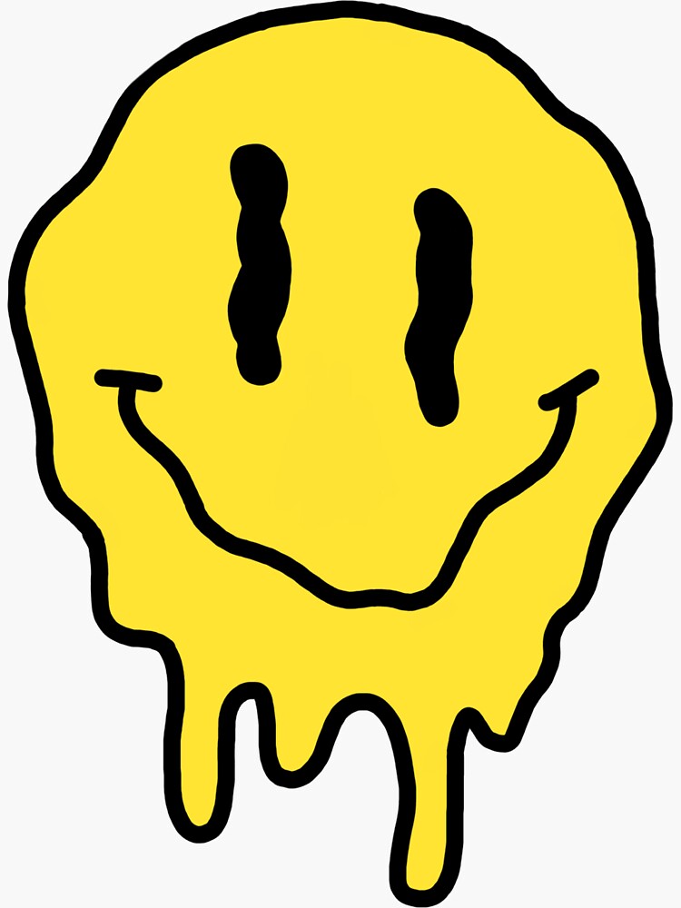 "Melting smiley face" Sticker by ellamitchell6 | Redbubble