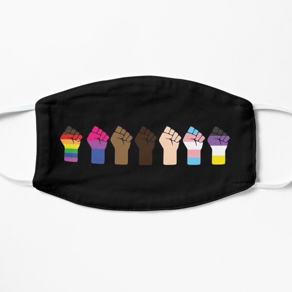 Intersectional Pride Fists ☆ LGBTQ + Black Lives Matter Flat Mask