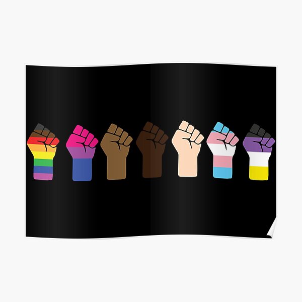 Intersectional Pride Fists ☆ LGBTQ + Black Lives Matter Poster