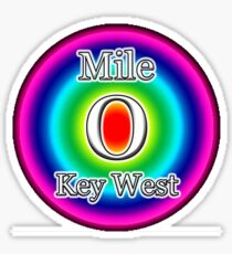 MILE 0 ZERO - KEY WEST FL FLORIDA RAINBOW Sticker