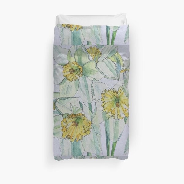 Daffodils watercolour painting Duvet Cover