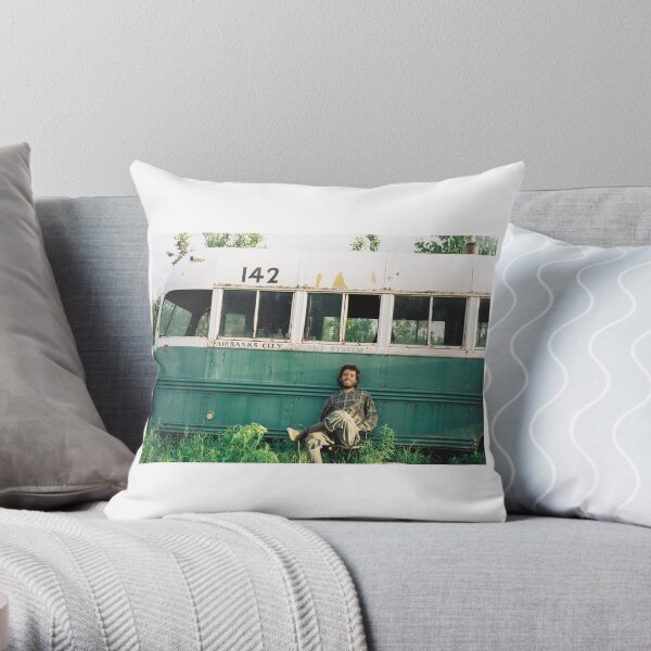 Into The Wild Christopher Mccandless Bus Photo Fairbanks City Throw Pillow