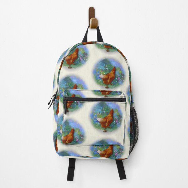 Item preview, Chicken Walking Among Flowers, Painting, Farm Animal designed and sold by JoyfulWhimsy.