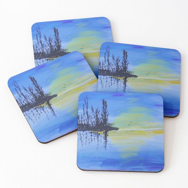 Item preview, sunrise over water with trees designed and sold by dfwilliamson.