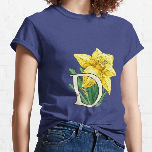 D is for Daffodil Flower Monogram Floating Classic T-Shirt