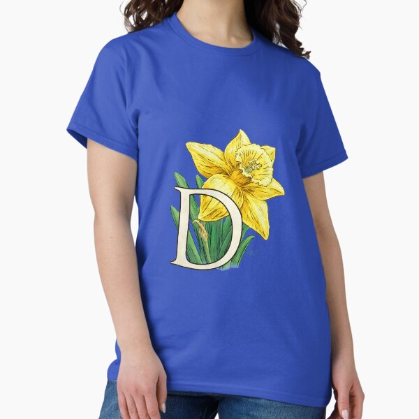 D is for Daffodil Flower Monogram Floating Classic T-Shirt
