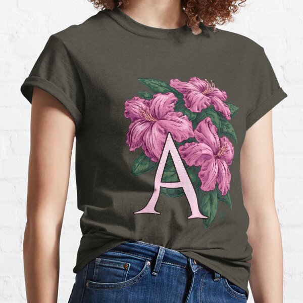 A is for Azalea Flower Monogram Floating Classic T-Shirt