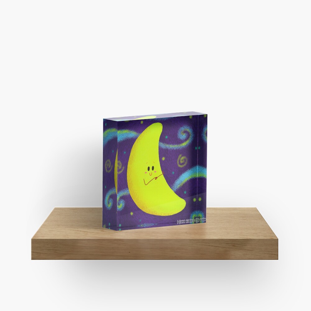 Cute Crescent Moon Acrylic Block