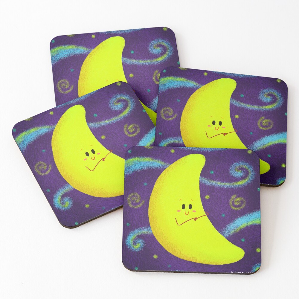 Cute Crescent Moon Coasters (Set of 4)