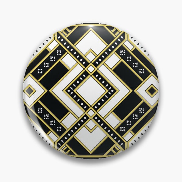 Art Deco Geo Design in Black and White Pin