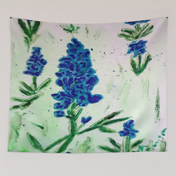 Item preview, blue bonnets on green designed and sold by dfwilliamson.