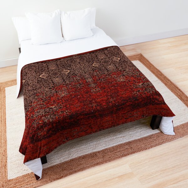 Red Vintage Oriental Traditional Moroccan Artwork Comforter