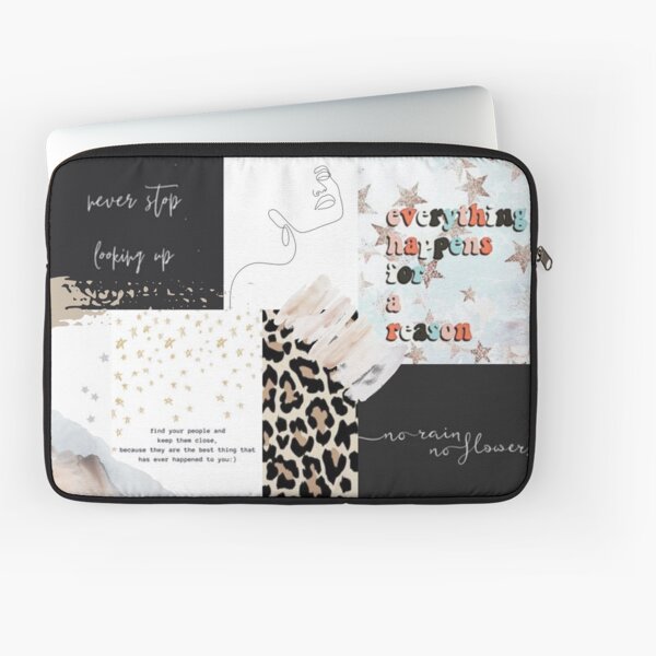 Aesthetic Black and Cheetah Print Collage Laptop Sleeve