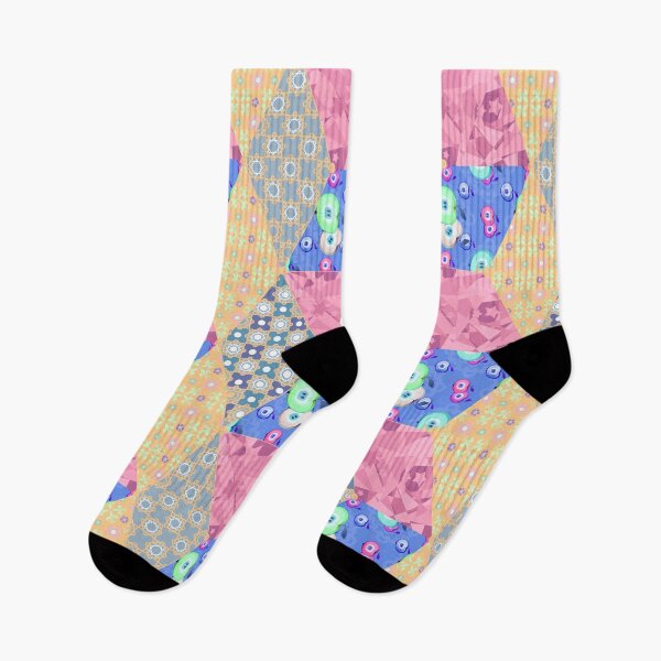 Item preview, Patchwork seamless pattern with geometric elements retro colors background designed and sold by fuzzyfox.