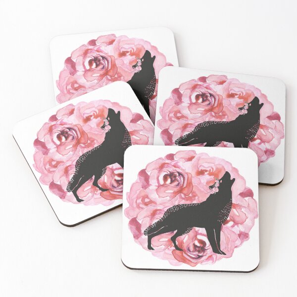 Item preview, Wolf with Pink Roses designed and sold by beautifularrow.