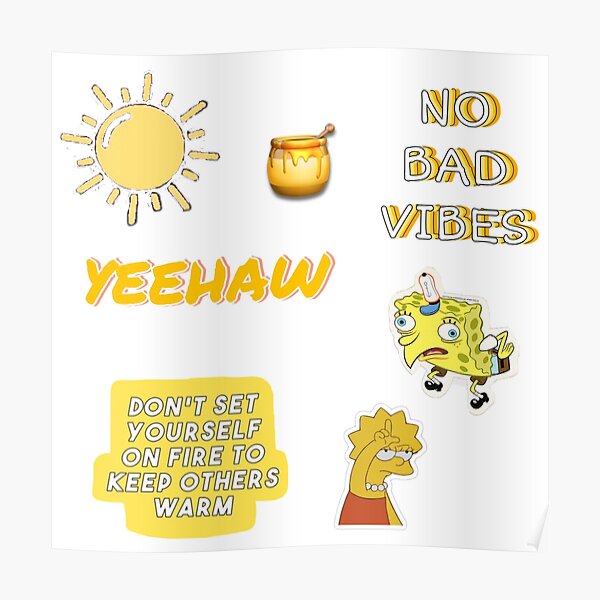 Yellow Sticker Pack Poster For Sale By Ariana1414 Redbubble 7590