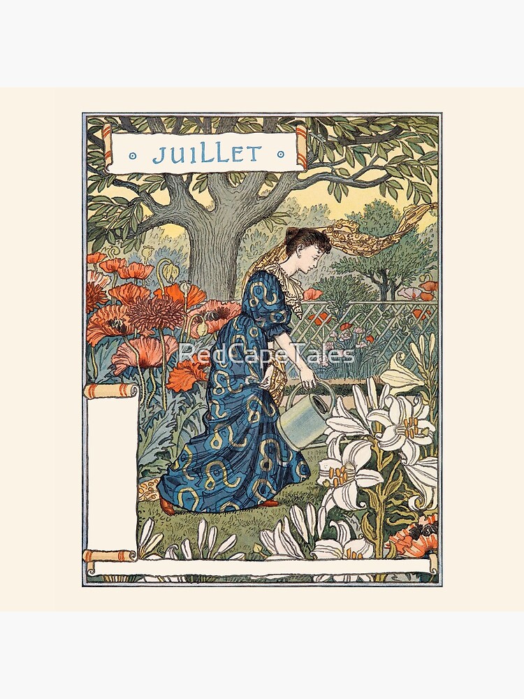 Thumbnail 5 of 5, Coasters (Set of 4), Juillet Eugene Grasset La Belle Jardiniere designed and sold by RedCapeTales.