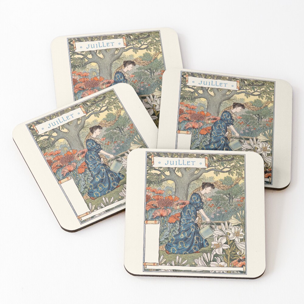 Juillet Eugene Grasset La Belle Jardiniere Coasters (Set of 4)