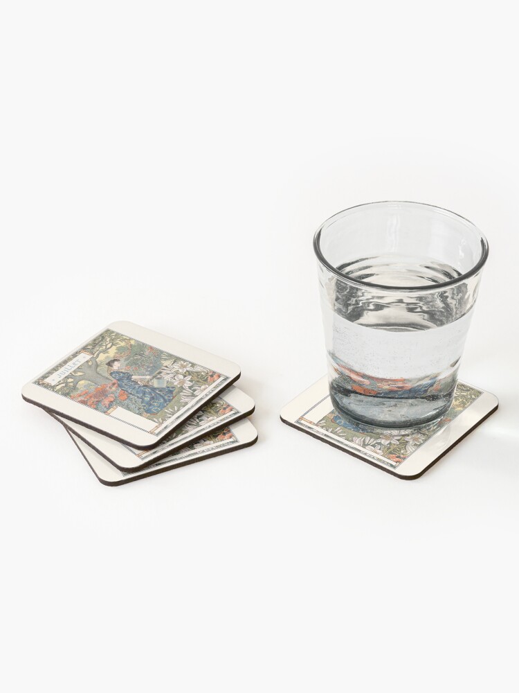 Thumbnail 2 of 5, Coasters (Set of 4), Juillet Eugene Grasset La Belle Jardiniere designed and sold by RedCapeTales.