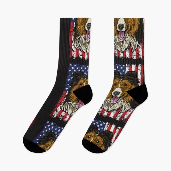 Item preview, Shetland Sheepdog T-shirt USA Flag Design designed and sold by vikingstshirts.