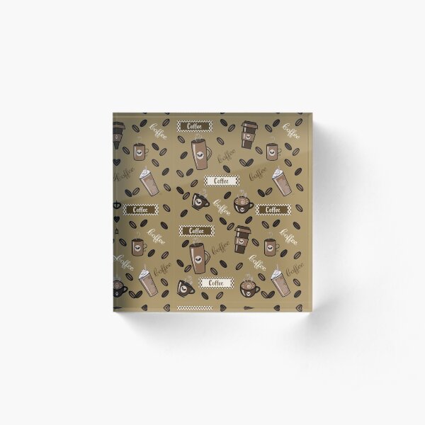 Coffee cups pattern Acrylic Block