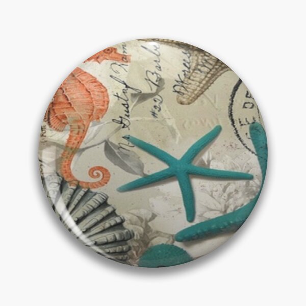 Item preview, dark academia coastal seashell teal starfish seahorse ocean beach designed and sold by LEILA ART SPACE.