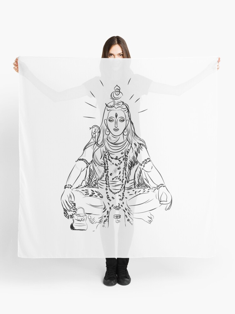 Sketch of Lord Shiva outline and silhouette editable illustration Stock  Photo  Alamy