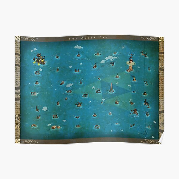 Zelda Wind Waker World Map Poster