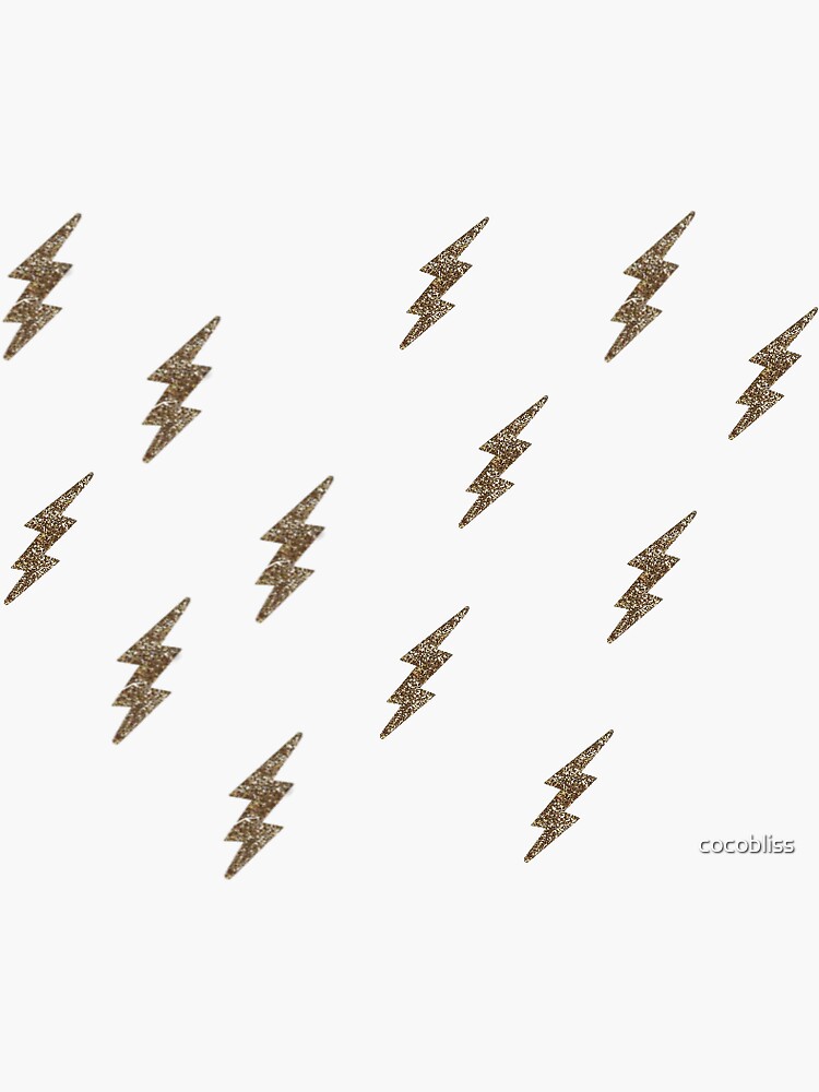 "gold glitter lightning bolt pack" Sticker for Sale by cocobliss