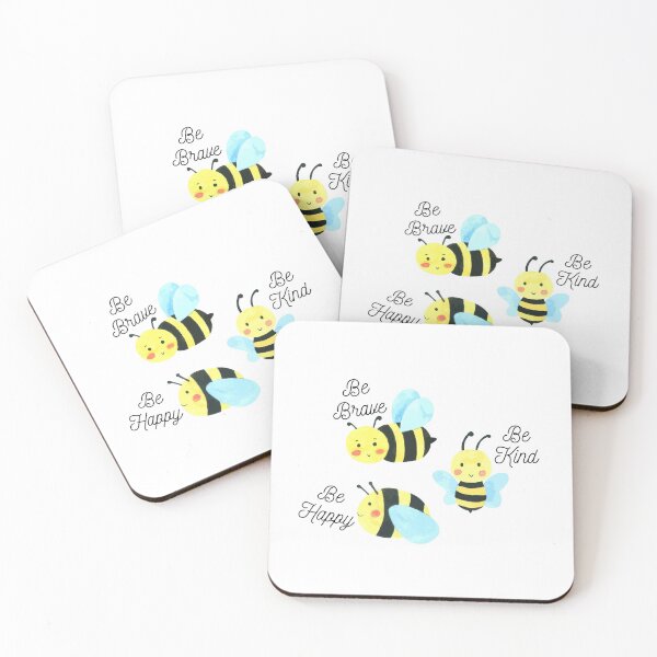 Aperçu de l'œuvre Soyez heureux Soyez gentil Soyez courageux Abeilles mignonnes créée et vendue par BlossomSky.