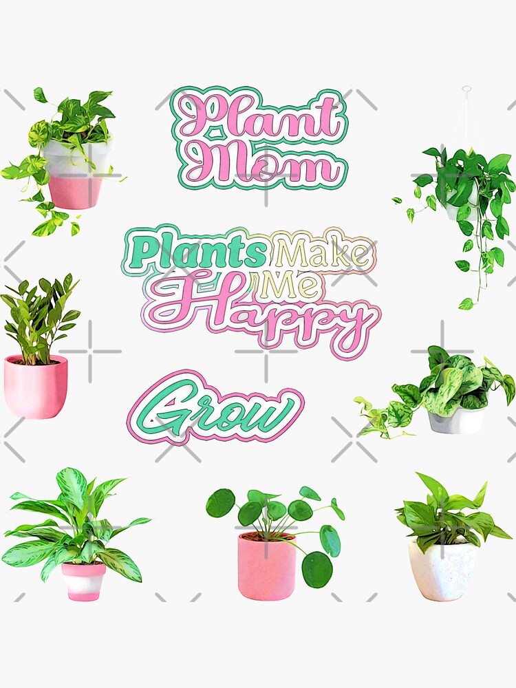 "Plants Make Me Happy Cute Watercolor Painting Collection Set 1