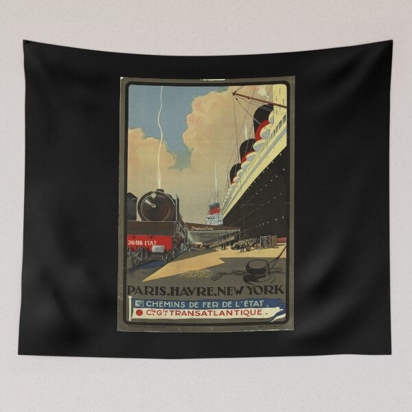 Aperçu de l'œuvre ETAT Paris Havre New York affiche vintage créée et vendue par stickart-marek.