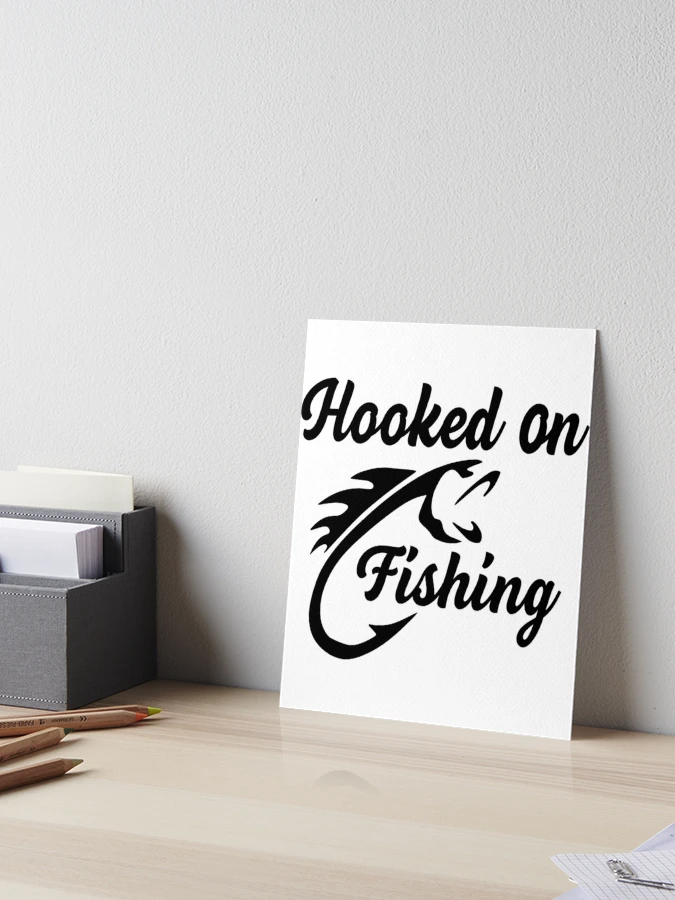 Hooked on Fishing Wall Decal Quote with Hook Fisherman Decor Art