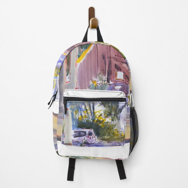 Item preview, View of English back garden through window watercolor painting designed and sold by MikeJory.