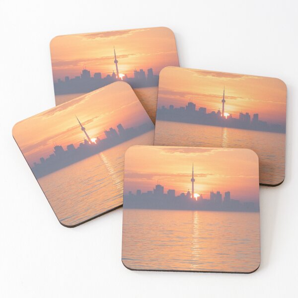 Item preview, From Purple to Orange - Silhouetted Toronto Skyline Dividing the Rising Sun Disk designed and sold by Georgia Mizuleva.